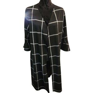 Olivia Blu Black and White Windowpane Duster Size XL